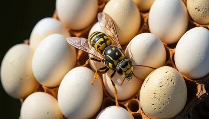 Insect Wasp on a Pile of Eggs hornet