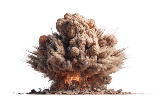 Explosive cloud of smoke and dust