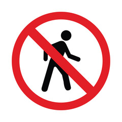 No walking traffic sign, prohibition no pedestrian sign vector for graphic design, logo, web site, social media, mobile app, ui © Widy Amelia Putri