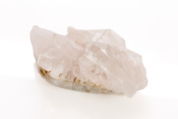 Natural Quartz Crystal Cluster on White Background