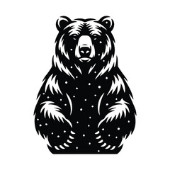 Majestic Bear Vector Illustration Standing Tall on Isolated Background with Intricate Details