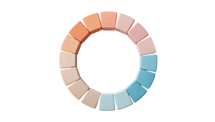 Circular color wheel, showing a spectrum of warm and cool tones