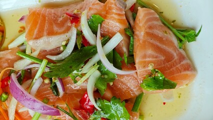 Spicy Salmon Salad. Thai Style.