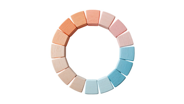 Circular color wheel, showing a spectrum of warm and cool tones