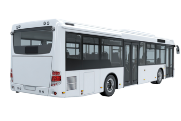 White city bus, rear view.  Modern, clean design