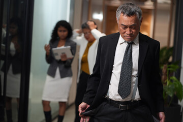 Office business man with stress, feel stressed having financial problems or mistake, failure, bankruptcy and workflow crisis with pain, mental health, depression and pressure.