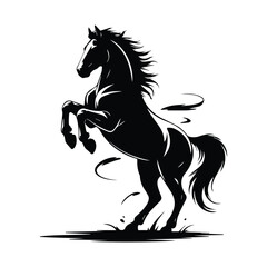 Powerful Black Horse Rearing Up Illustration for Logo or Graphic Design Projects