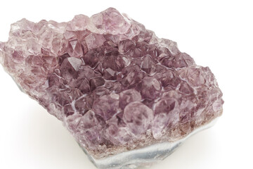 Natural Amethyst Crystal Cluster on White Background