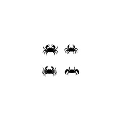 Set of crab silhouette vector on transparent background 