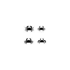 Set of crab silhouette vector on transparent background 
