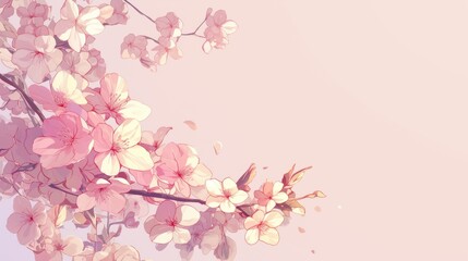 Fototapeta premium Delicate Pink Cherry Blossoms Against a Soft Pastel Background