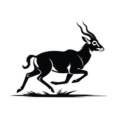Elegant black and white sable antelope running gracefully vector graphic design element