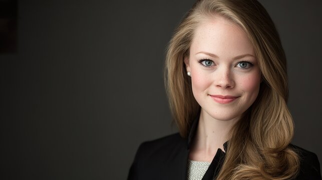 Confident business professional in formal attire, exuding professionalism and approachability in a neutral setting. pitch deck slides