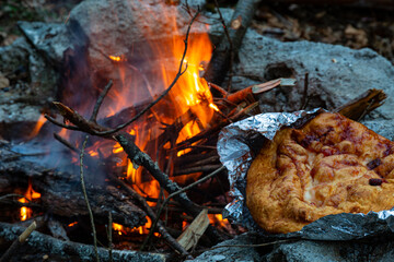 Flames emitting from a hot burning fire