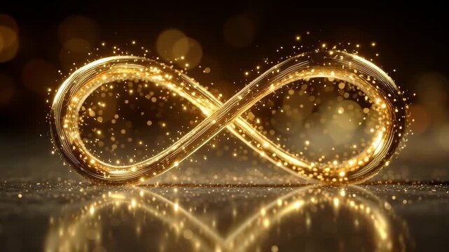 Illustrious golden infinity symbol glimmers in enchanting light, weaving dreams of eternal beauty