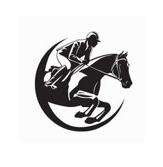 Equestrian Sport – Jockey Jumping with Horse Vector Illustration