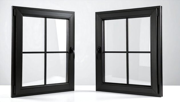 Black windows on white background