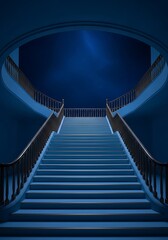 Architectural staircase in monochrome with a grand upward perspective