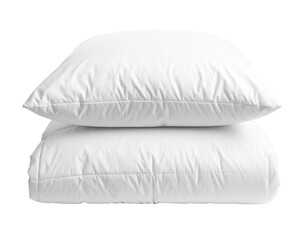 Obraz premium White comforter stacked on white pillow isolated on transparent background PNG