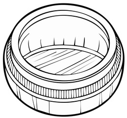 Line art illustration of an open bamboo steamer basket for dim sum