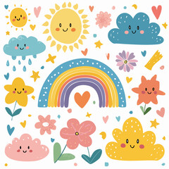 Fototapeta premium Colorful doodle animals and words pattern 4