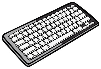 Angled cartoon computer keyboard with blank keys vector illustration