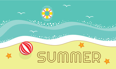 Blue sea and beach summer banner background with abstract ripple