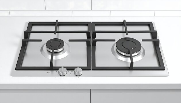 Modern gas hob on a white countertop