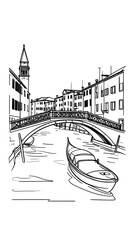 Obraz premium Venetian canal scene sketch