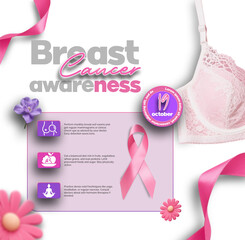 Breast Cancer Awareness Poster With Pink Ribbon And Health And Hope Background Breast Cancer Day