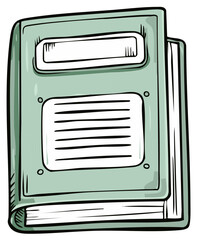 Obraz premium Illustration of a Light Green Book with Lined Pages and a Place for a Label
