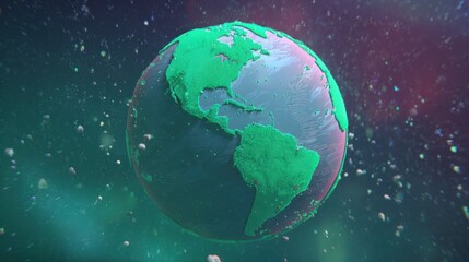 Obraz premium continent. Vibrant Earth globe floating in space, showcasing continents with atmospheric lighting. ESG reports, sustainability campaigns, designed for environmental awareness campaigns.