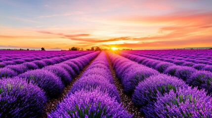 Obraz premium Lavender Field at Sunset
