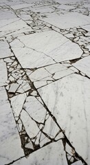 Geometric Marble Floor Pattern with White and Grey Tones Abstract Perspective Close Up