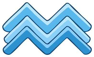 Stylized blue Aquarius zodiac sign icon representing water waves for horoscope and astrology
