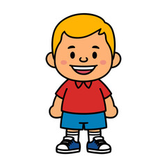 A boy cartoon drawing vector illustration of smiling child character design isolated on white background kids artwork for school children