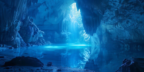 Fototapeta premium Mystical Cave with Light Streaming Through Opening