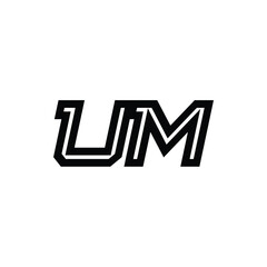 Obraz premium UM monogram logo design letter text name symbol monochrome logotype alphabet character simple logo