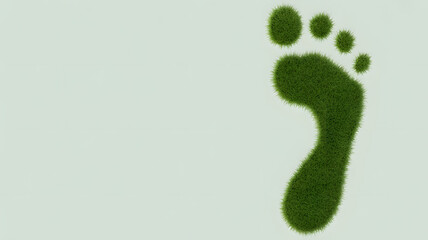 Green footprint made of lush grass symbolizing eco-friendly living and environmental care