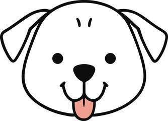 single line drawing of dog face, simple black outline, white background, friendly style 2