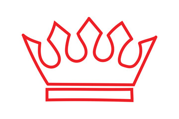 Red crown icon vector, hand drawn doodle style king queen crown logo, majestic tiara. Royal crown icon symbol coronation tiara sign