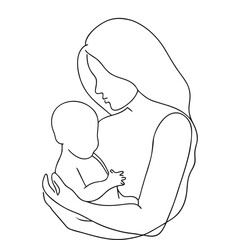 Mother and-baby line art.