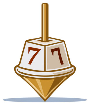 golden dreidel with number 7 clip art preview