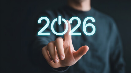 Activating new year 2026 with a digital touch, ushering in fresh opportunities and future success.