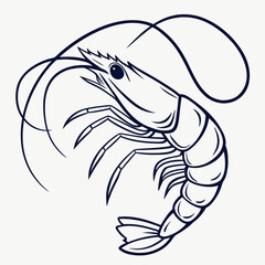 Naklejka premium Shrimp Illustration Detailed Line Art of a Delicious Crustacean