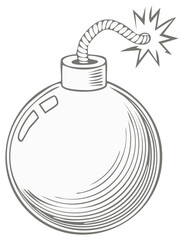 Obraz premium Classic cartoon bomb with lit fuse explosive time bomb danger illustration