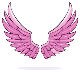 Fototapeta premium Pink Angel or Fairy Wings Illustration, Vector Design of Symbol of Freedom