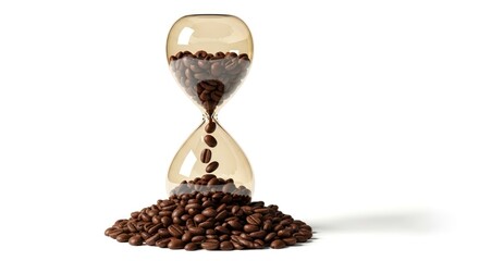 Hourglass Filled With Coffee Beans Against White Background