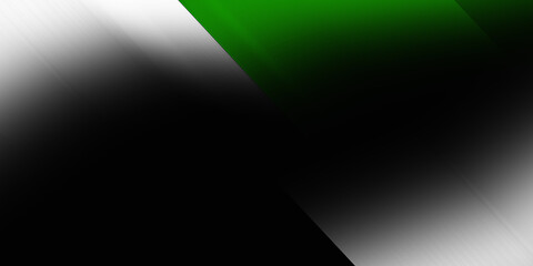 Dark abstract background with green, black, and white gradient shades blending in smooth diagonal streaks and light glow, empty space, banner poster backdrop design