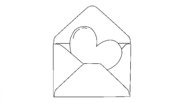 line art animation of envelope with heart